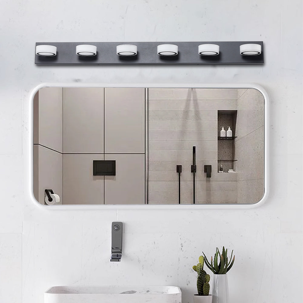 (Same as W1340P206812/L002003-W6B) LED Modern Black 6-Light Vanity Lights Fixtures Over Mirror Bath Wall Lighting