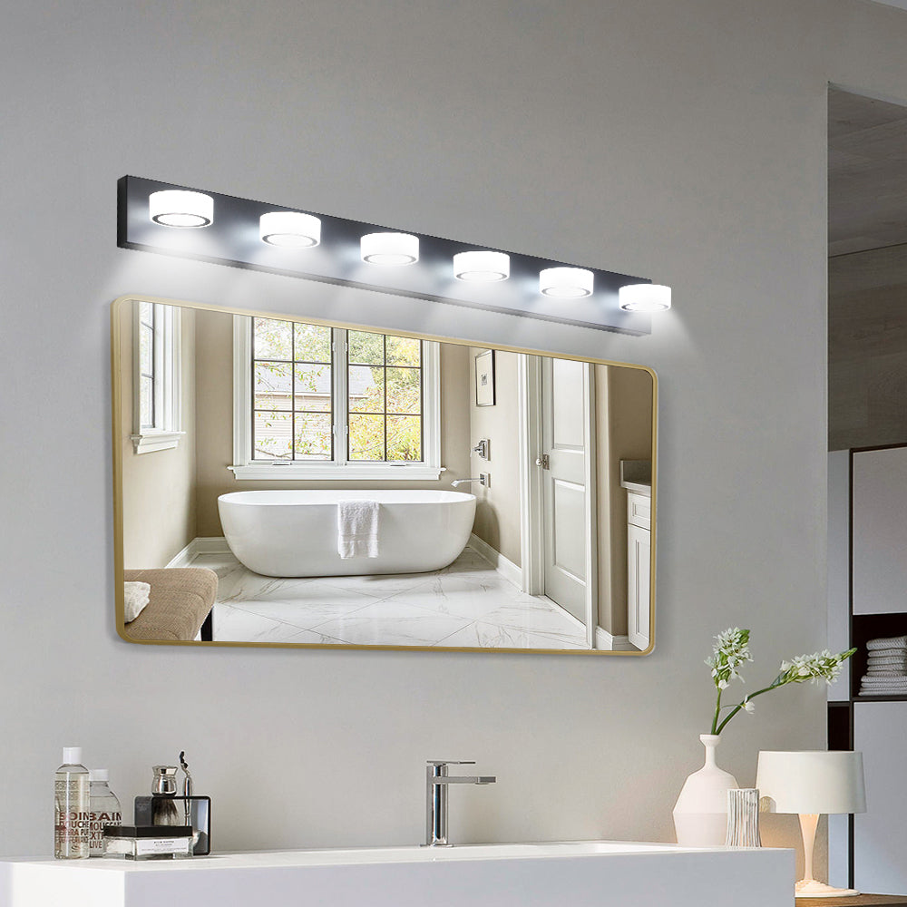 (Same as W1340P206812/L002003-W6B) LED Modern Black 6-Light Vanity Lights Fixtures Over Mirror Bath Wall Lighting