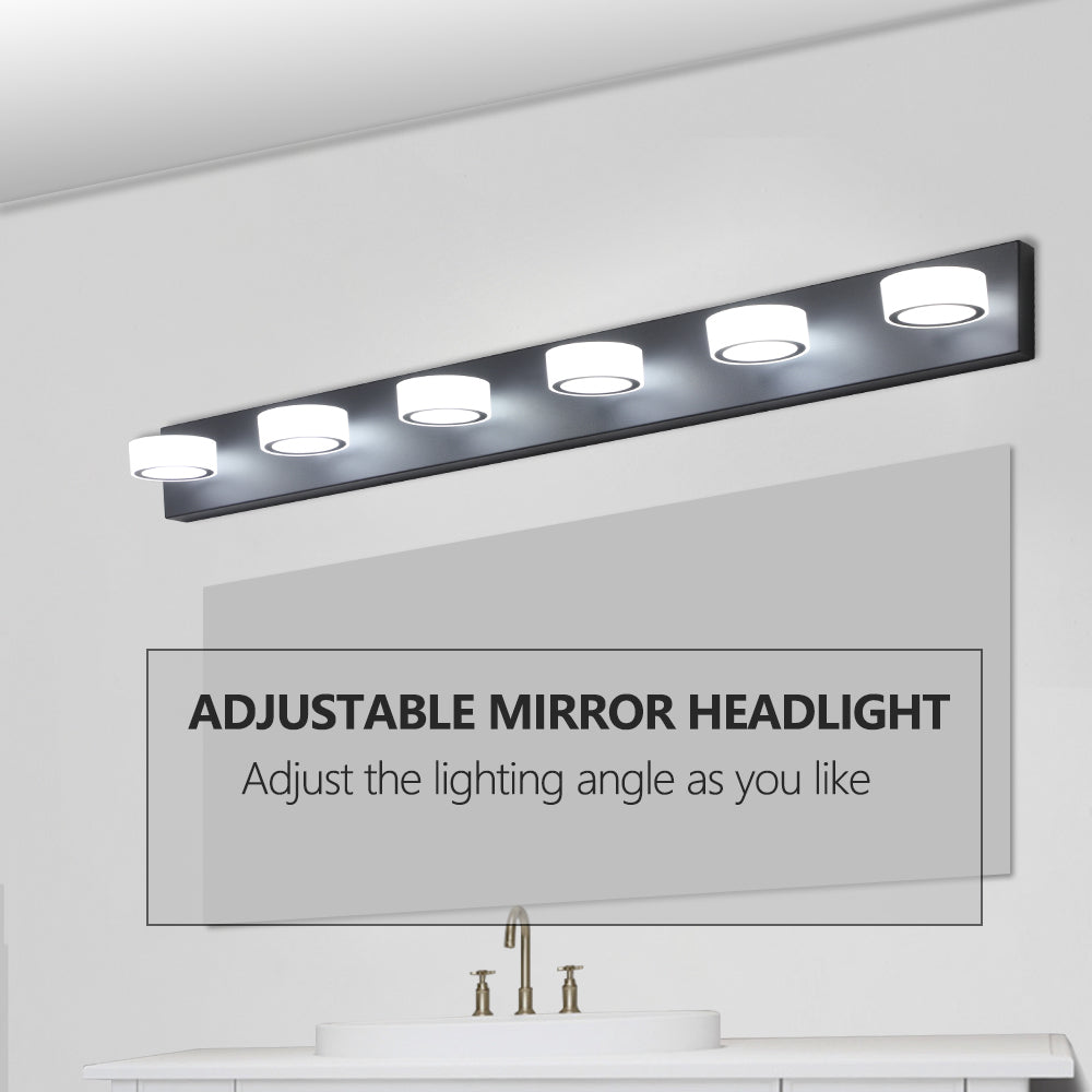 (Same as W1340P206812/L002003-W6B) LED Modern Black 6-Light Vanity Lights Fixtures Over Mirror Bath Wall Lighting