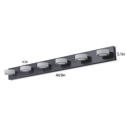 (Same as W1340P206812/L002003-W6B) LED Modern Black 6-Light Vanity Lights Fixtures Over Mirror Bath Wall Lighting
