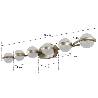 Modern Minimalist Bathroom Vanity Light, LED 6 Bulb Acrylic Shades, Wall Mounted Decorative Lighting Fixture, Suitable for Bathroom Vanity Mirror (Champagne Gold)