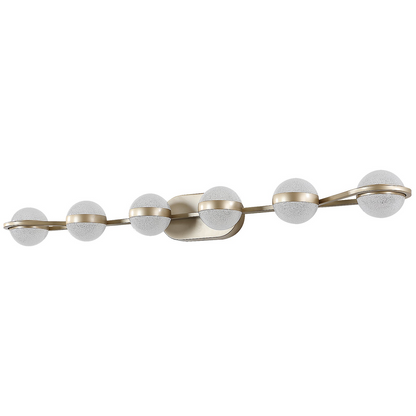 Modern Minimalist Bathroom Vanity Light, LED 6 Bulb Acrylic Shades, Wall Mounted Decorative Lighting Fixture, Suitable for Bathroom Vanity Mirror (Champagne Gold)