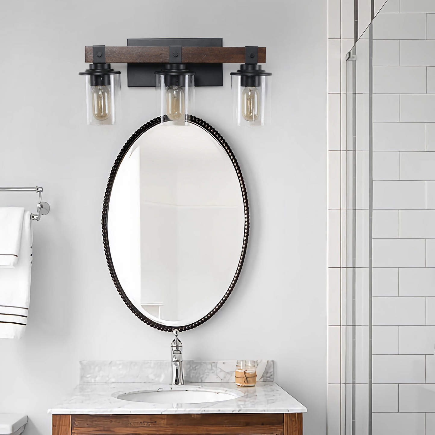 (Same as W1340P206654/L001004-W3H) 3-Lights Farmhouse Vanity Lights Fixture Rustic Bathroom Light Fixture Bathroom Sconce (No Bulbs)