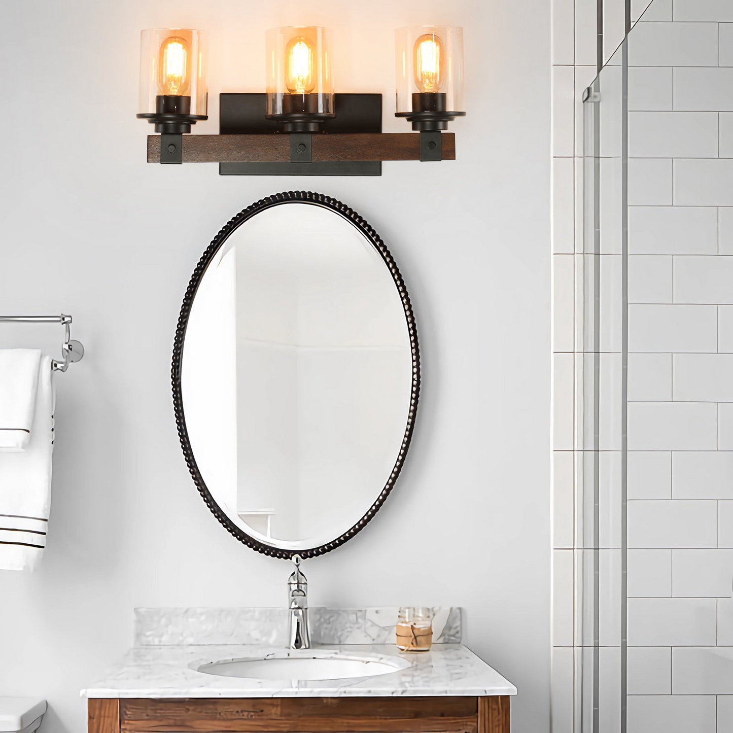 (Same as W1340P206654/L001004-W3H) 3-Lights Farmhouse Vanity Lights Fixture Rustic Bathroom Light Fixture Bathroom Sconce (No Bulbs)