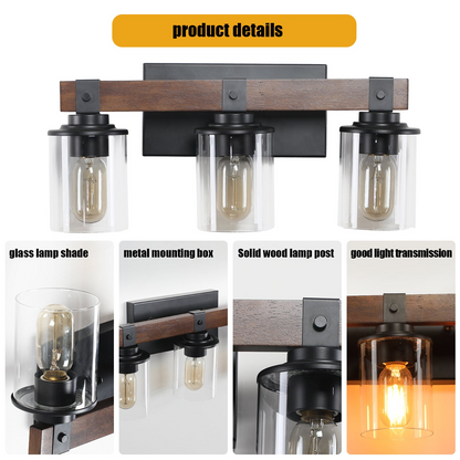 (Same as W1340P206654/L001004-W3H) 3-Lights Farmhouse Vanity Lights Fixture Rustic Bathroom Light Fixture Bathroom Sconce (No Bulbs)
