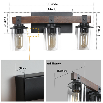 (Same as W1340P206654/L001004-W3H) 3-Lights Farmhouse Vanity Lights Fixture Rustic Bathroom Light Fixture Bathroom Sconce (No Bulbs)