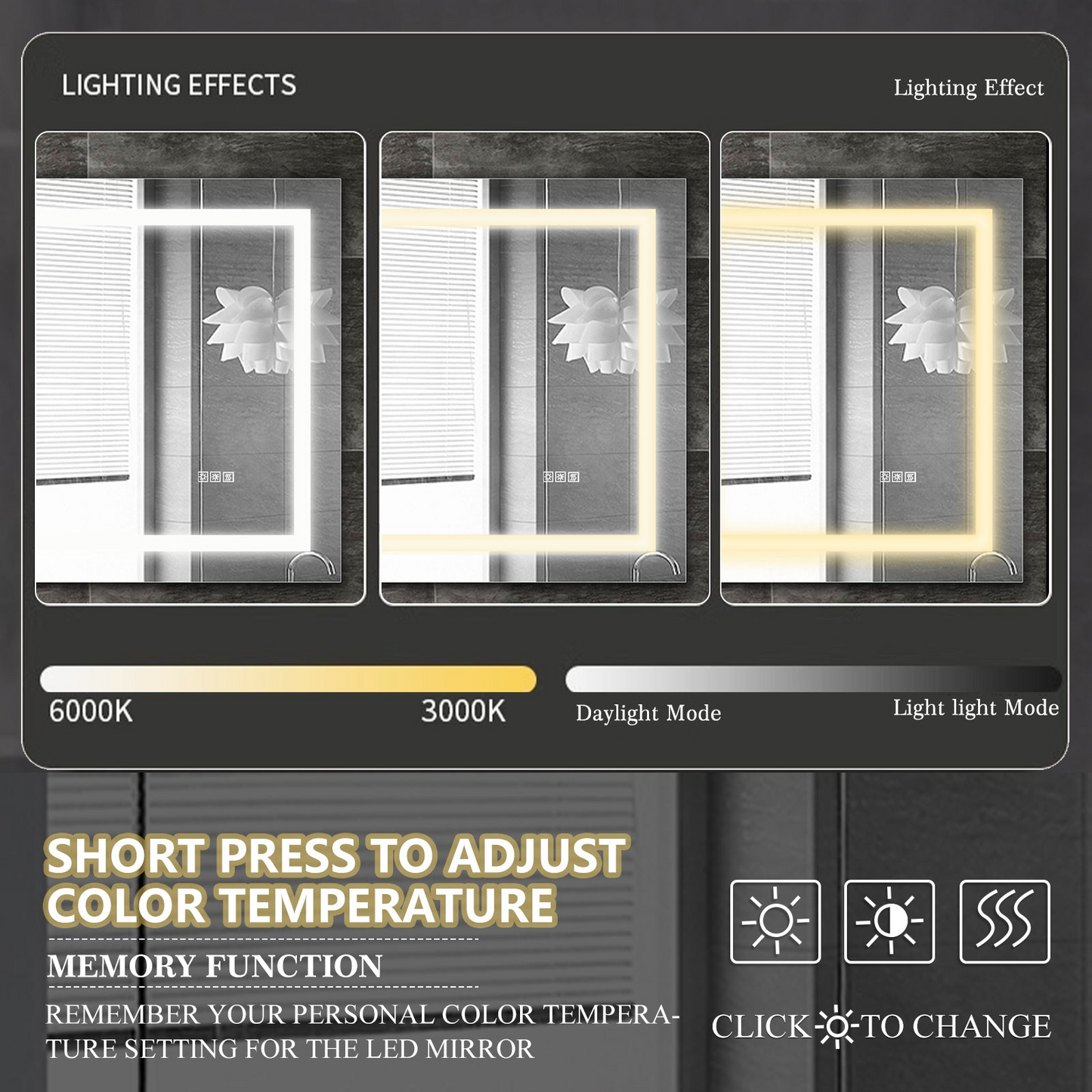 LED Bathroom Mirror 60x 32  Inch with lights, anti-Fog & Dimming Led Bathroom Vanity Mirror