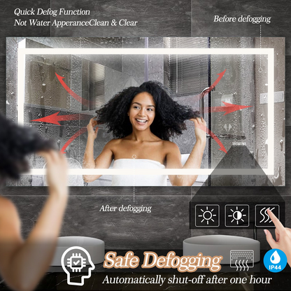 LED Bathroom Mirror 60x 32  Inch with lights, anti-Fog & Dimming Led Bathroom Vanity Mirror