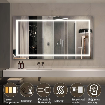LED Bathroom Mirror 60x 32  Inch with lights, anti-Fog & Dimming Led Bathroom Vanity Mirror