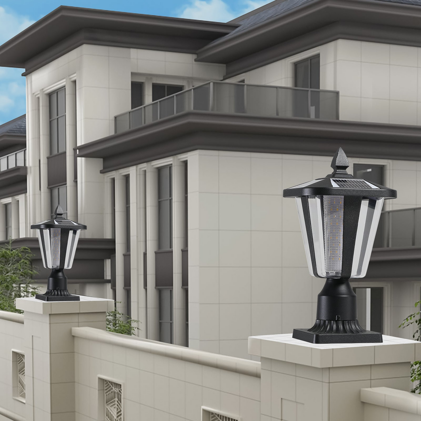 Solar Column Headlights With Dimmable LED1pack