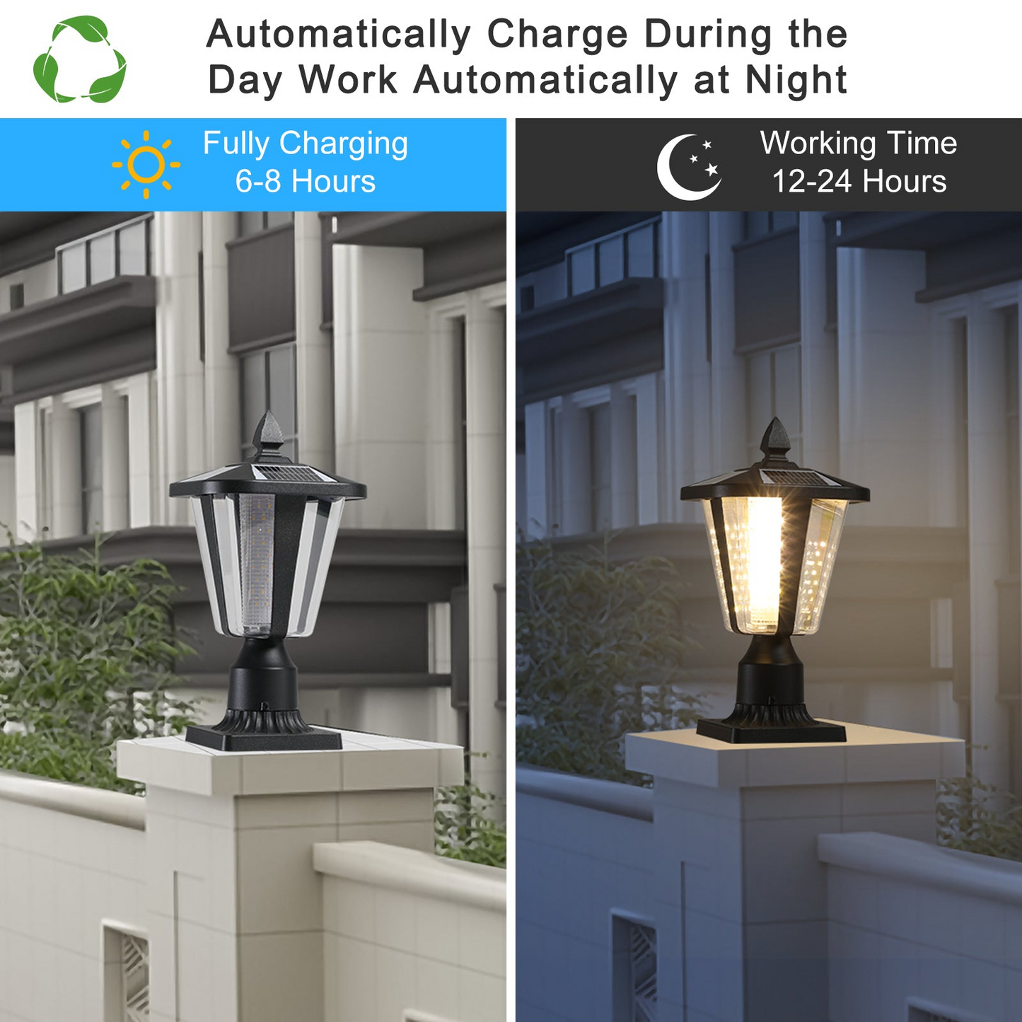 Solar Column Headlights With Dimmable LED1pack