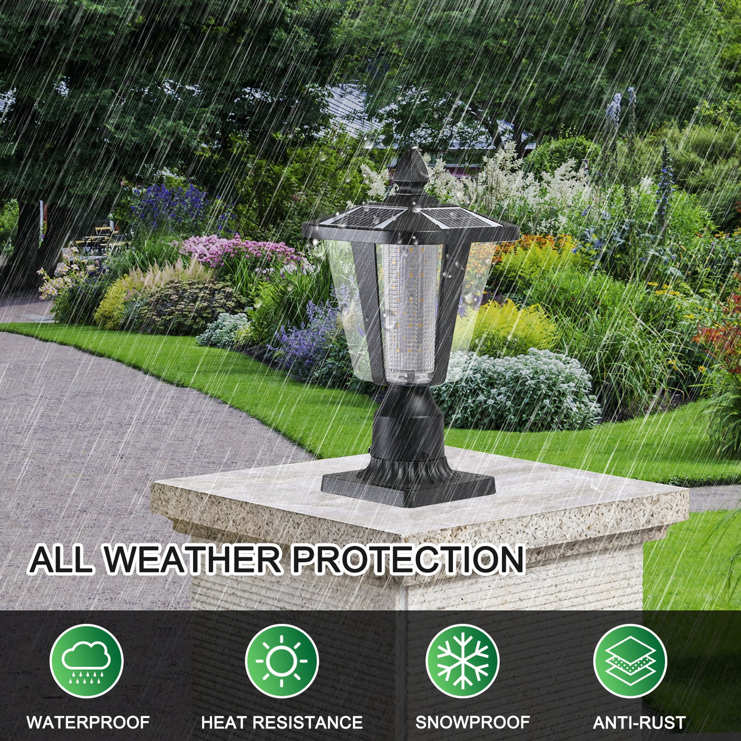 Solar Column Headlights With Dimmable LED1pack