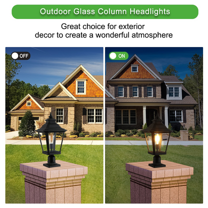 Outdoor Glass Column Headlights Supports multiple types of light bulbs (2pack)
