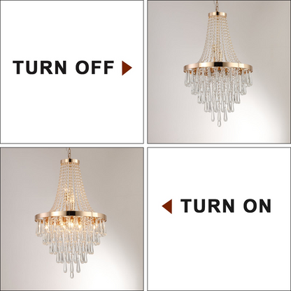(Same as W1340102274/L5004) Gold Crystal Chandeliers,Large Contemporary Luxury Ceiling Lighting for Living Room Dining Room Bedroom Hallway (Bulbs Not Included)