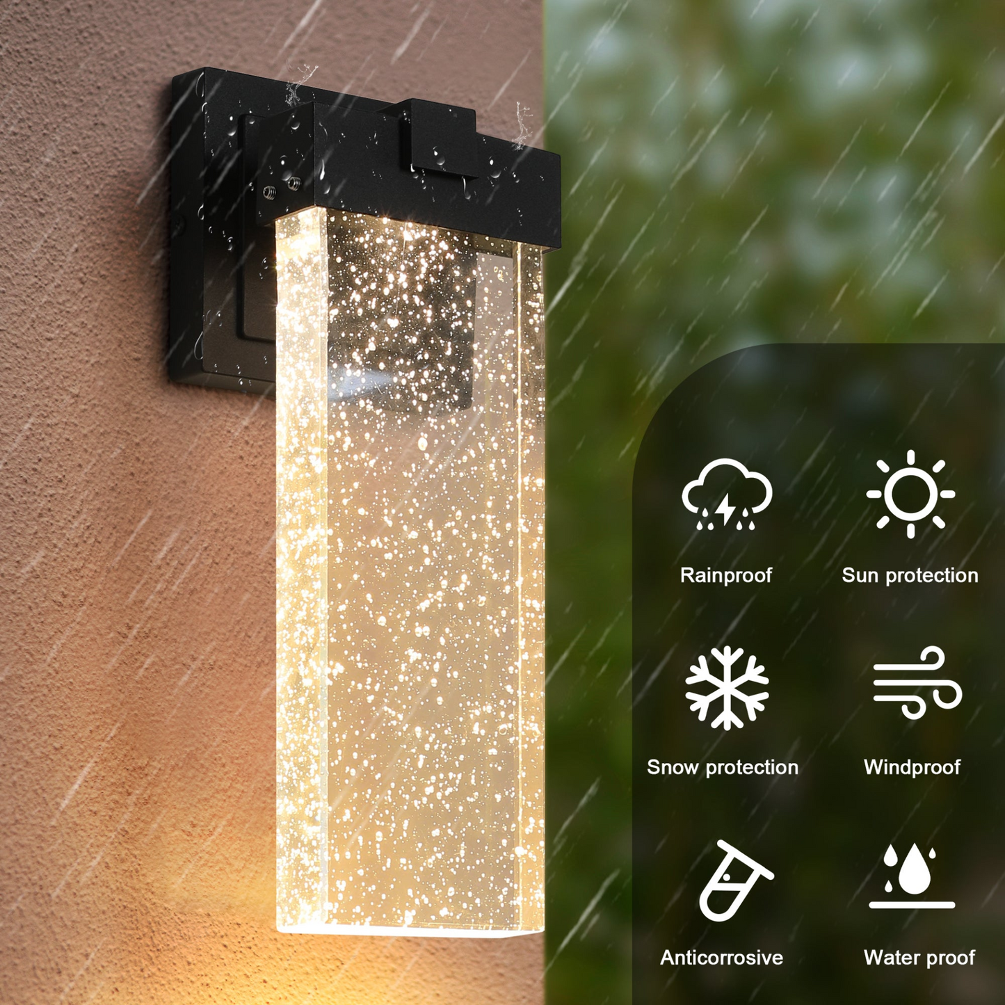 Outdoor waterproof transparent LED crystal wall lamp Supports multiple types of light bulbs (2 packs) with light sense