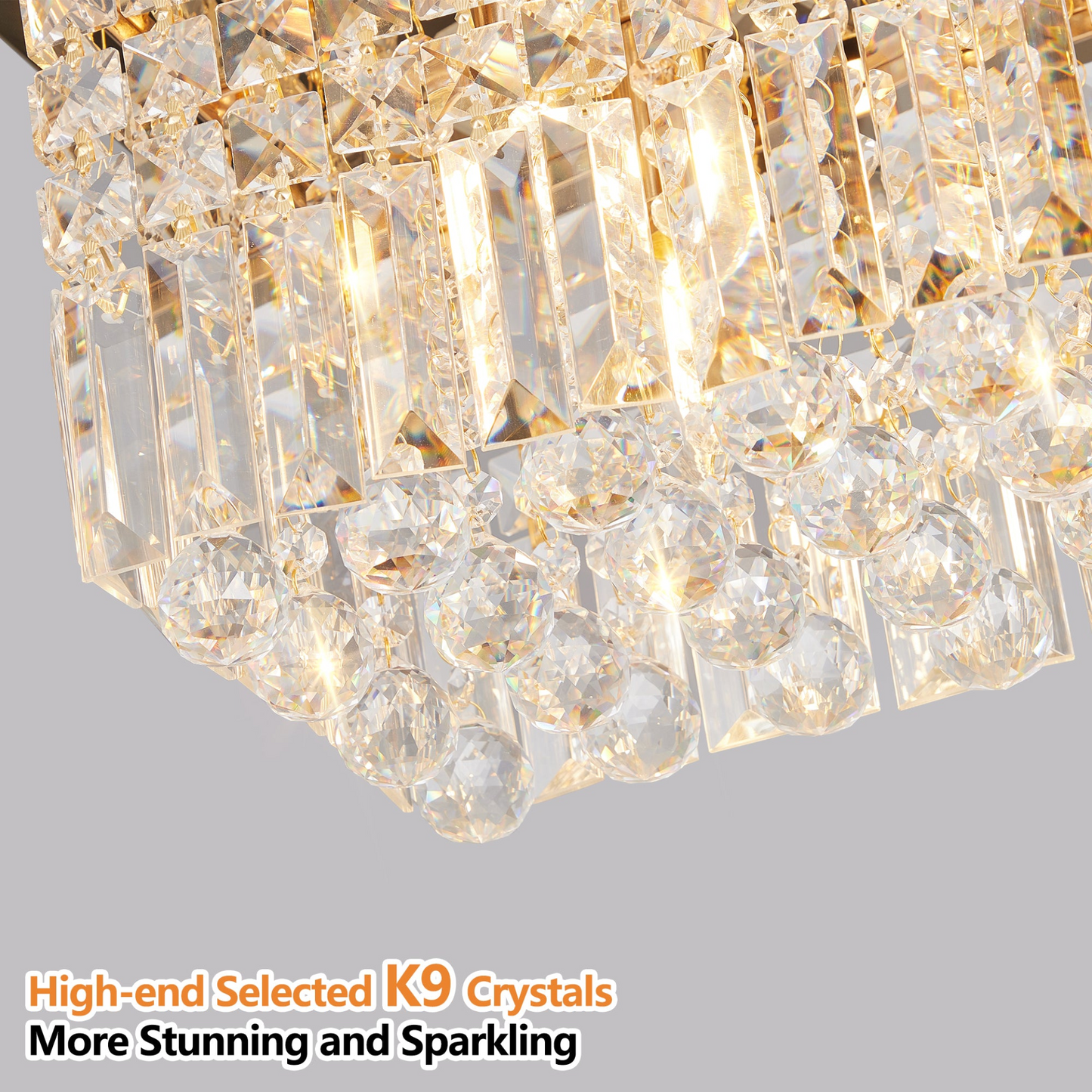 Modern Crystal Chandelier for Dining Room 8-Light Gold Rectangle Raindrop Chandelier Contemporary Rectangular Pendant Light Fixture for Kitchen Island Bar L39.4'' x W9.8'' x H8.7'(Bulb Not Included)
