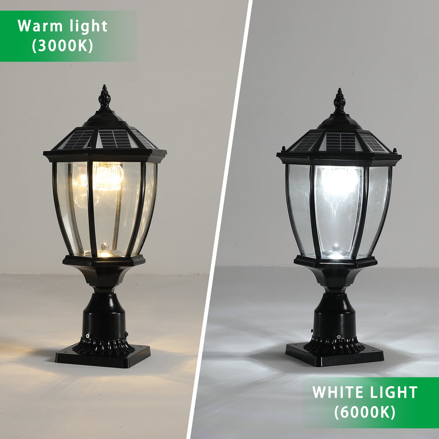 Solar Column Headlights With Dimmable LED 1 pack
