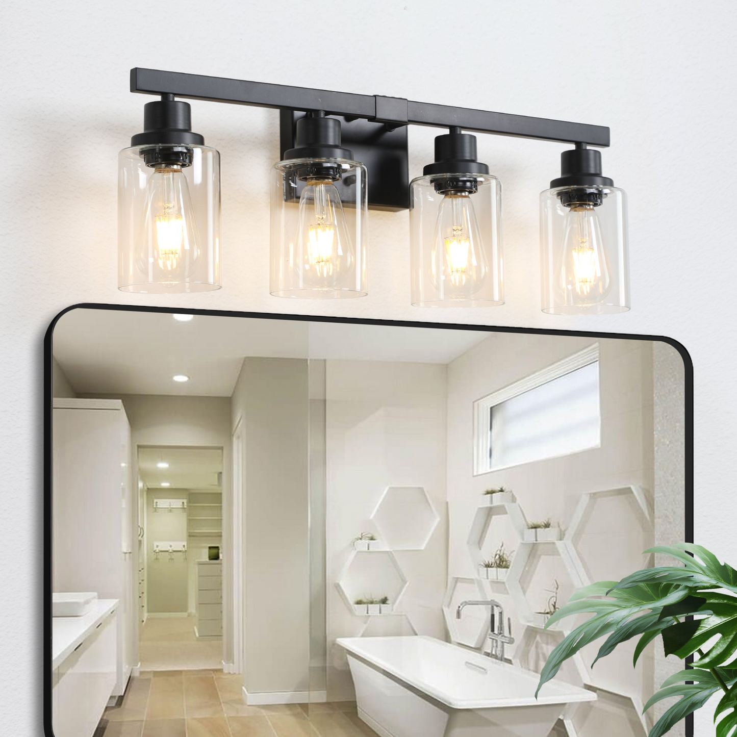 (Same as W1340P197620/L001010-B4) 4-Lights Farmhouse Vanity Lights Fixture Rustic Bathroom Light Fixture Bathroom Sconce (Without Bulbs)