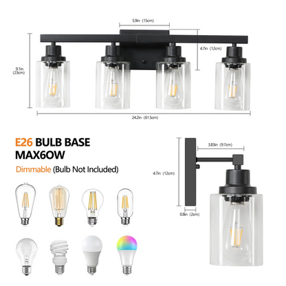 (Same as W1340P197620/L001010-B4) 4-Lights Farmhouse Vanity Lights Fixture Rustic Bathroom Light Fixture Bathroom Sconce (Without Bulbs)