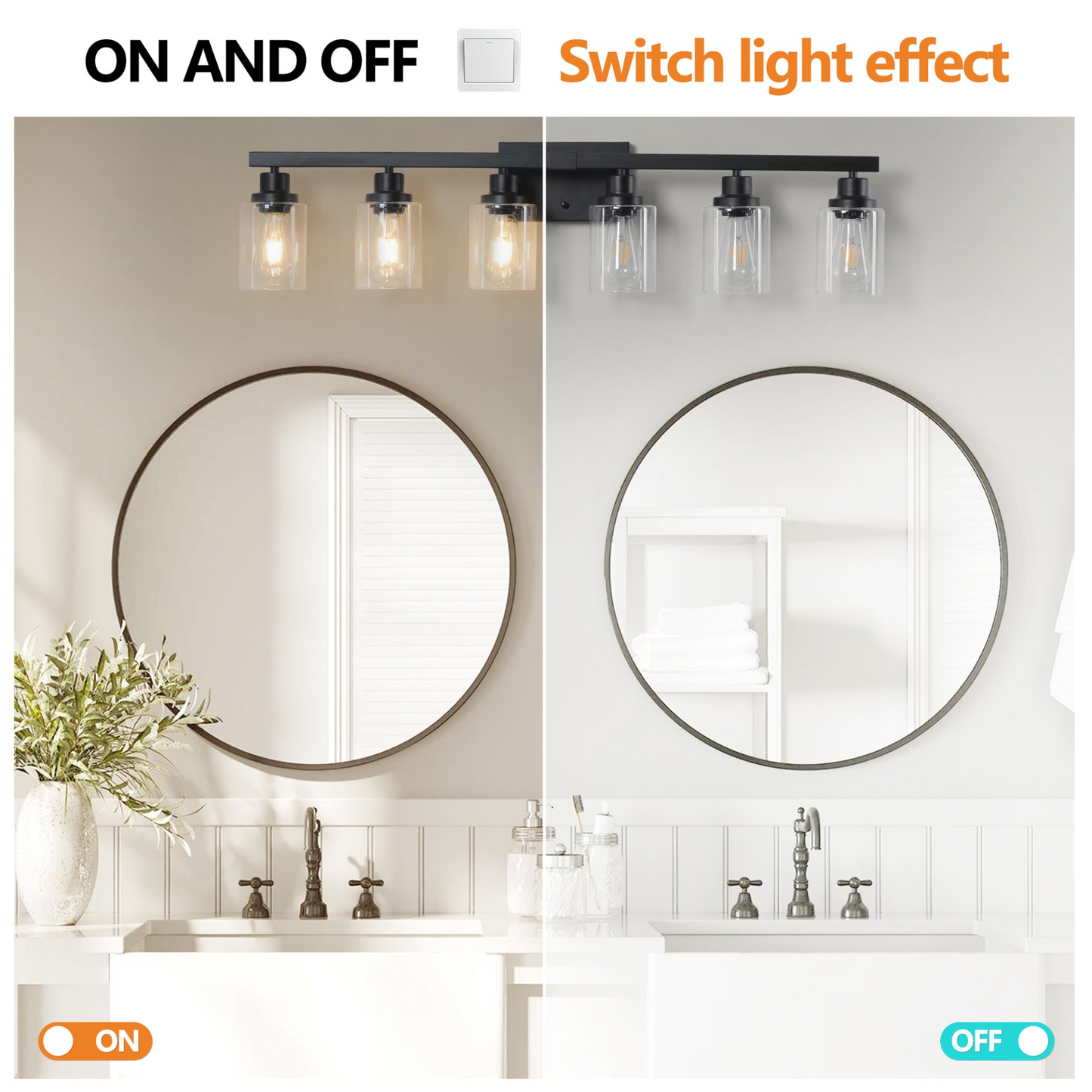 6-Lights Farmhouse Vanity Lights Fixture Rustic Bathroom Light Fixture Bathroom Sconce (Without Bulbs)