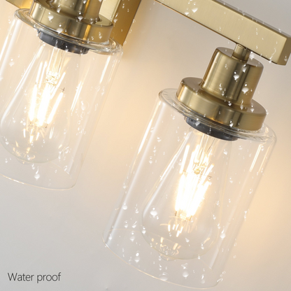 Golden 4-Light Vanity Light with Clear Glass Shades, Modern Iron Metal Bathroom Wall Fixture for Mirror, Ideal for Bathroom and Dressing Table (No Bulbs)