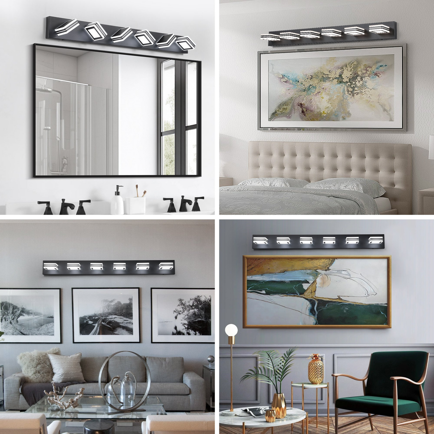 Modern 6-Light LED Vanity Light - Sleek Bathroom Wall Fixture, Iron & Acrylic, Dimmable & Energy-Efficient, Ideal for Mirror Lighting