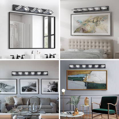 Modern 6-Light LED Vanity Light - Sleek Bathroom Wall Fixture, Iron & Acrylic, Dimmable & Energy-Efficient, Ideal for Mirror Lighting