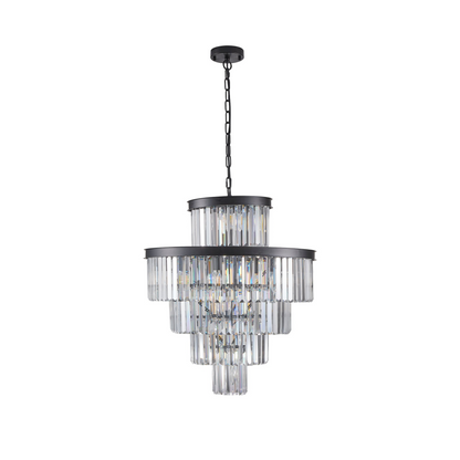 Black Luxury Crystal Chandelier Modern Chandeliers Lights Fixture Hanging Pendant Light Fixture for Dining Room Bedroom Living Room Dia 23.6 Inch-Black