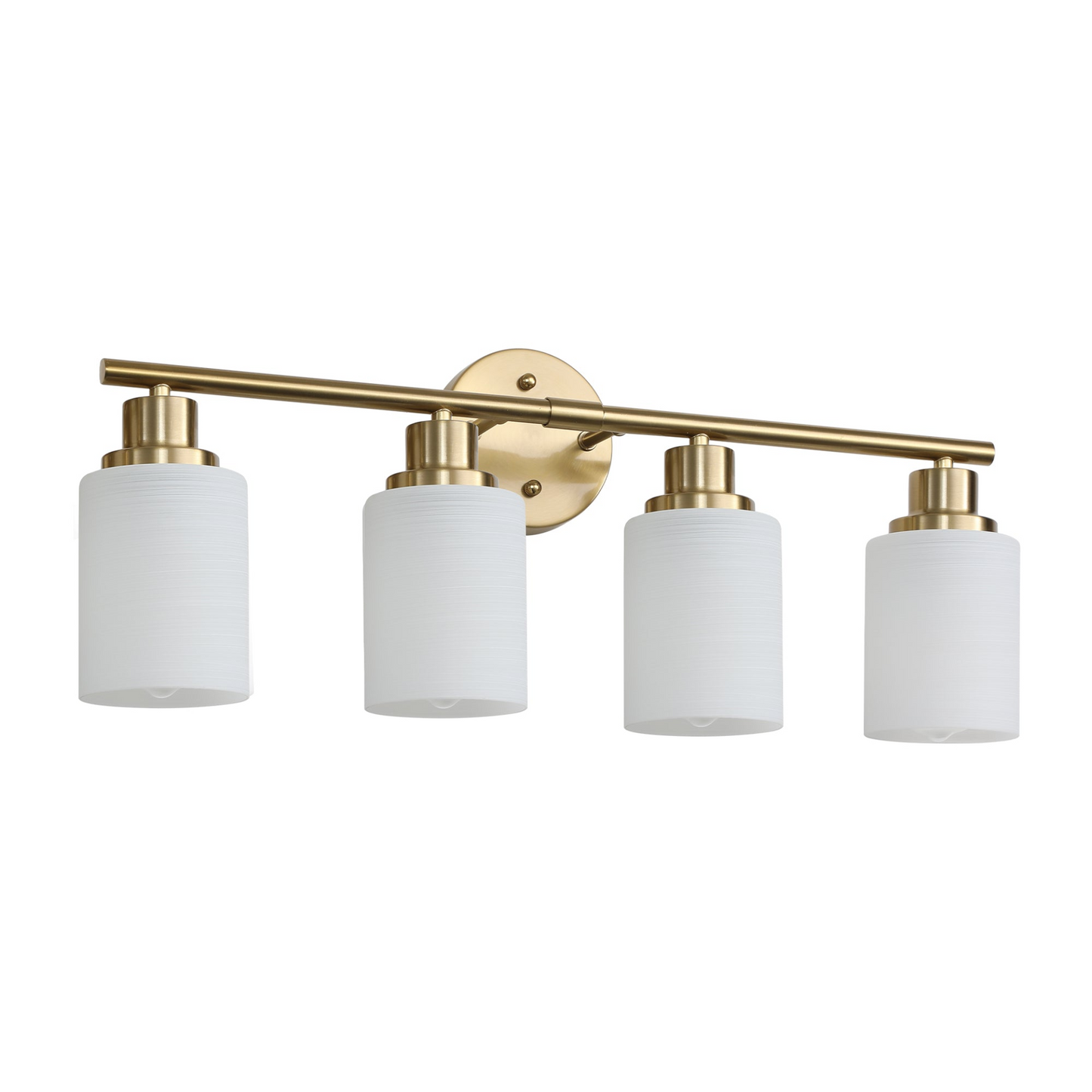4-Light Golden Bathroom Vanity Light Fixture, Frosted Glass Shades, Modern Wall Mounted Lighting (No Bulbs)
