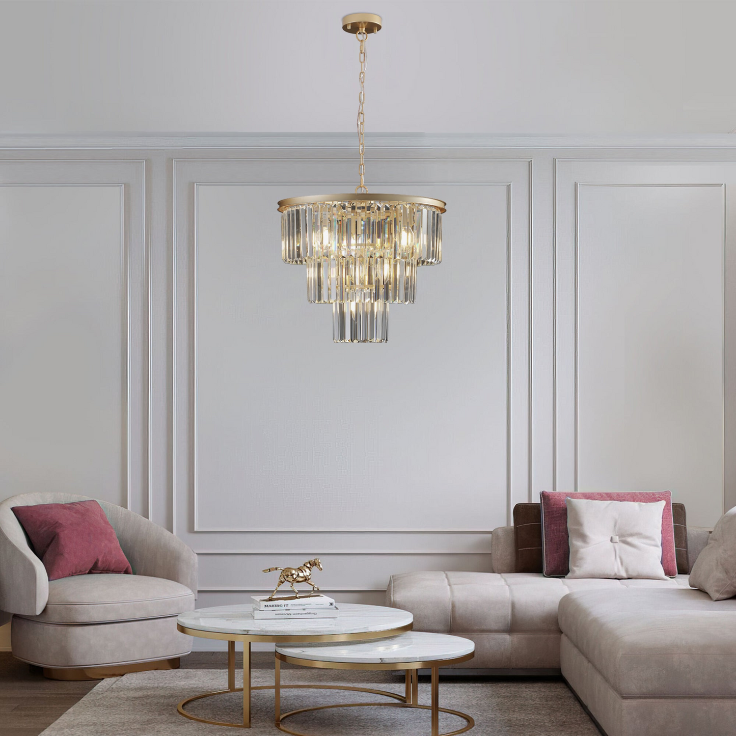 (Same as W1340P143192/L5007-500-G) Gold Luxury Crystal Chandelier Modern Chandeliers Lights (No Bulbs)