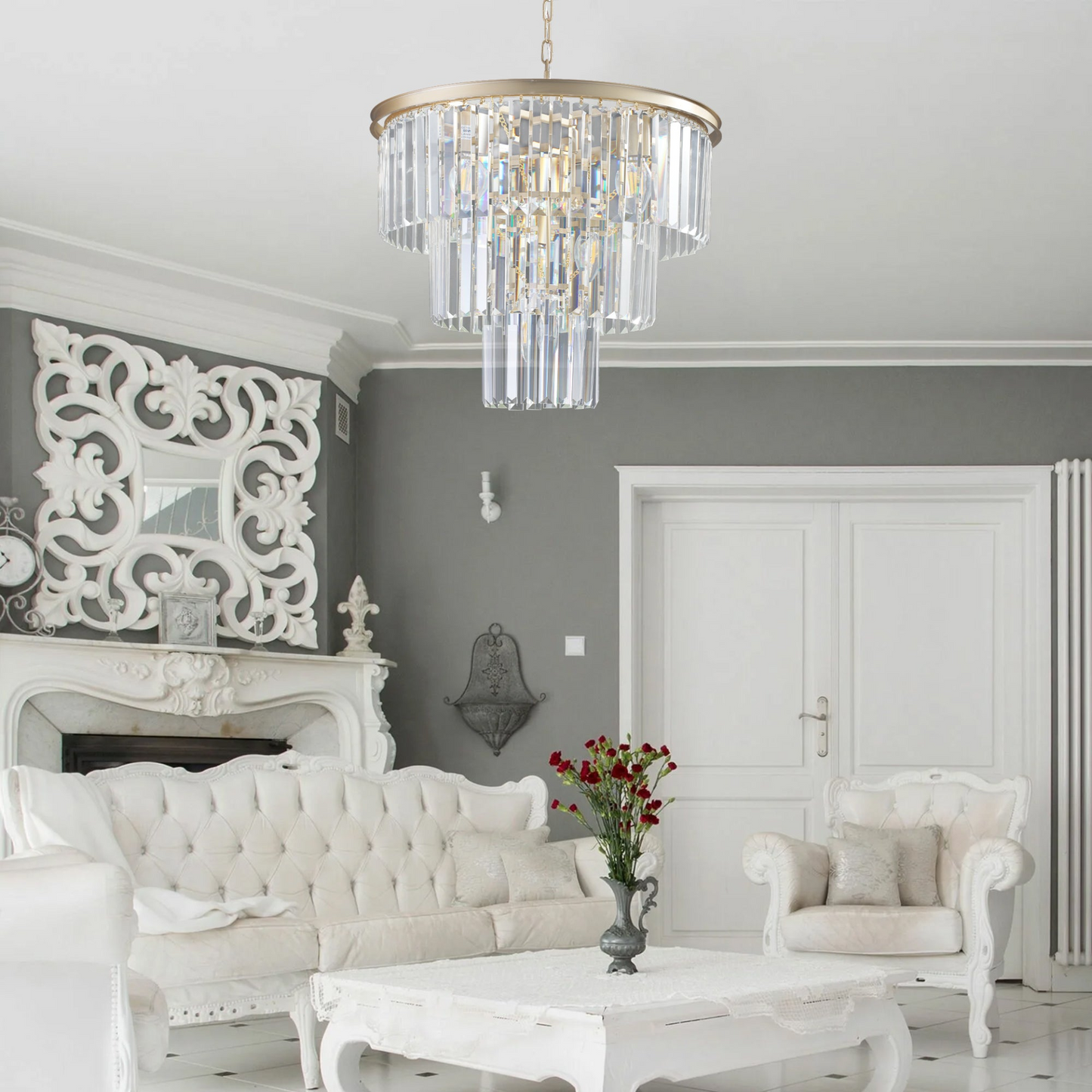 (Same as W1340P143192/L5007-500-G) Gold Luxury Crystal Chandelier Modern Chandeliers Lights (No Bulbs)