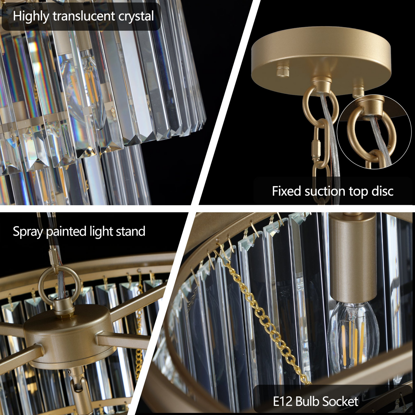 (Same as W1340P143192/L5007-500-G) Gold Luxury Crystal Chandelier Modern Chandeliers Lights (No Bulbs)