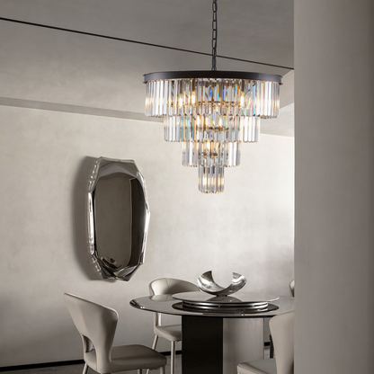 Contemporary Crystal Modern Chandeliers Crystal Ceiling Chandelier 4 Tier Black Chandelier Lighting for Dining Room Living Room Bedroom (Bulbs Not included)