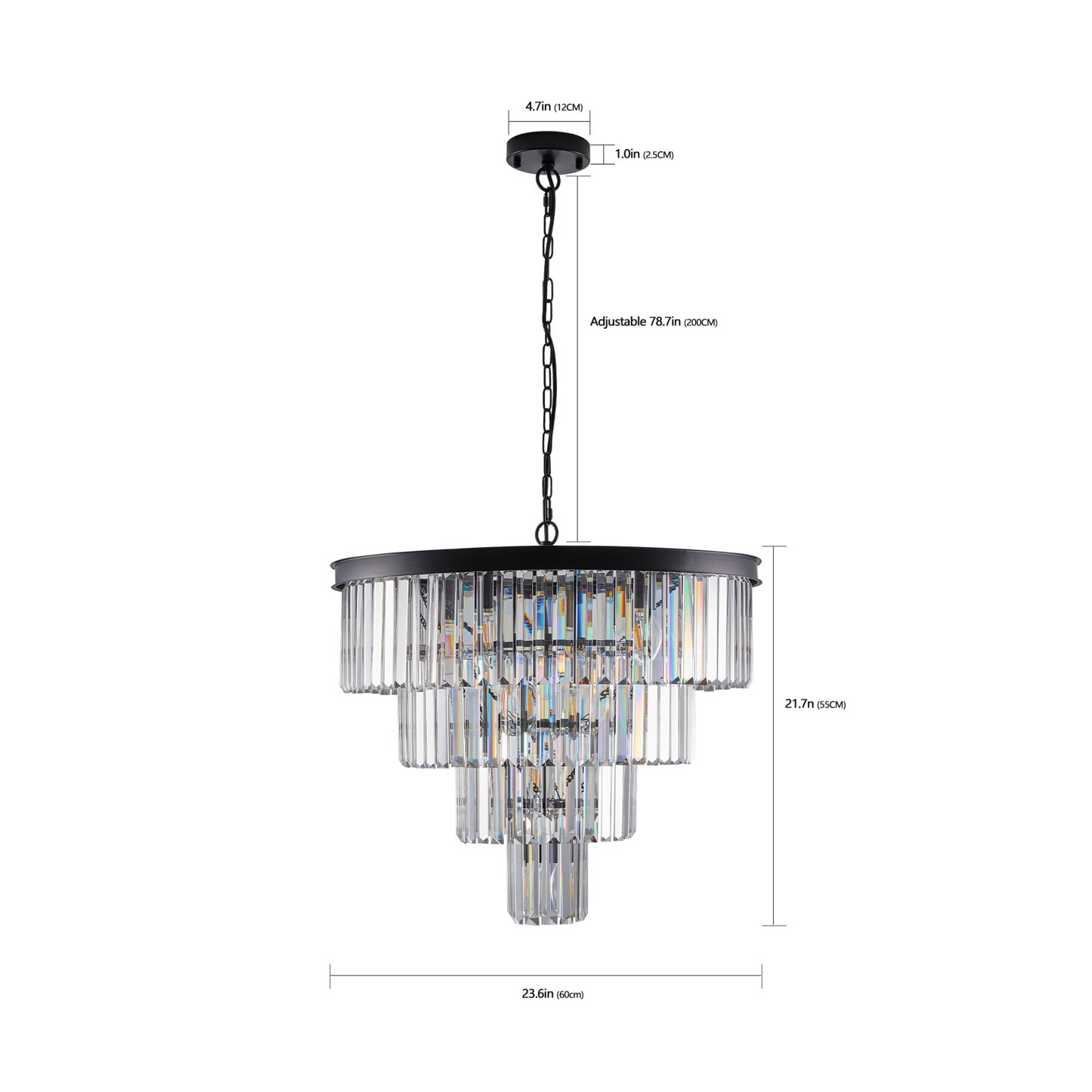 Contemporary Crystal Modern Chandeliers Crystal Ceiling Chandelier 4 Tier Black Chandelier Lighting for Dining Room Living Room Bedroom (Bulbs Not included)