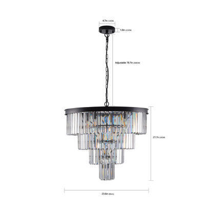Contemporary Crystal Modern Chandeliers Crystal Ceiling Chandelier 4 Tier Black Chandelier Lighting for Dining Room Living Room Bedroom (Bulbs Not included)