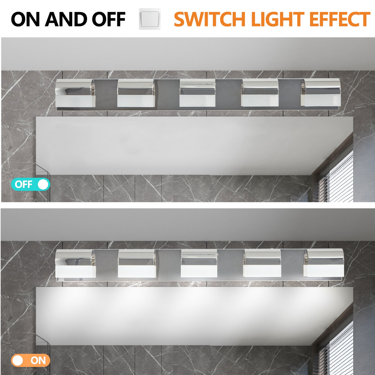 Modern Bathroom Vanity Lighting 5-Light LED Vanity Lights Over Mirror Bath Wall Lighting