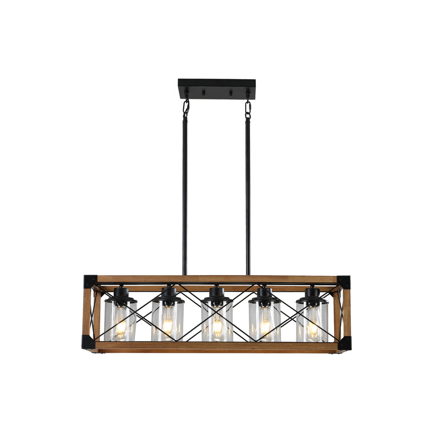 (Same as W1340P155967/L1011-G) 5-Light Retro Farmhouse Chandelier For Kitchen, Living room, Dining room Walnut(No Bulbs)
