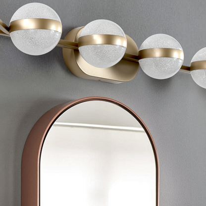 (Same as W1340P143676/L2001-G-6) Modern Minimalist Bathroom Vanity Light, LED 6 Bulb Acrylic Shades, Wall Mounted Decorative Lighting Fixture (Champagne Gold)