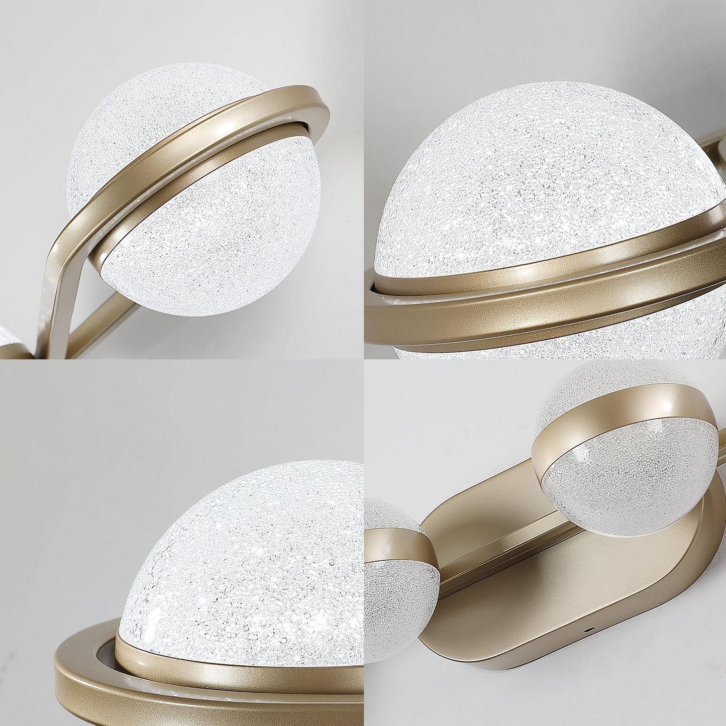 (Same as W1340P143676/L2001-G-6) Modern Minimalist Bathroom Vanity Light, LED 6 Bulb Acrylic Shades, Wall Mounted Decorative Lighting Fixture (Champagne Gold)