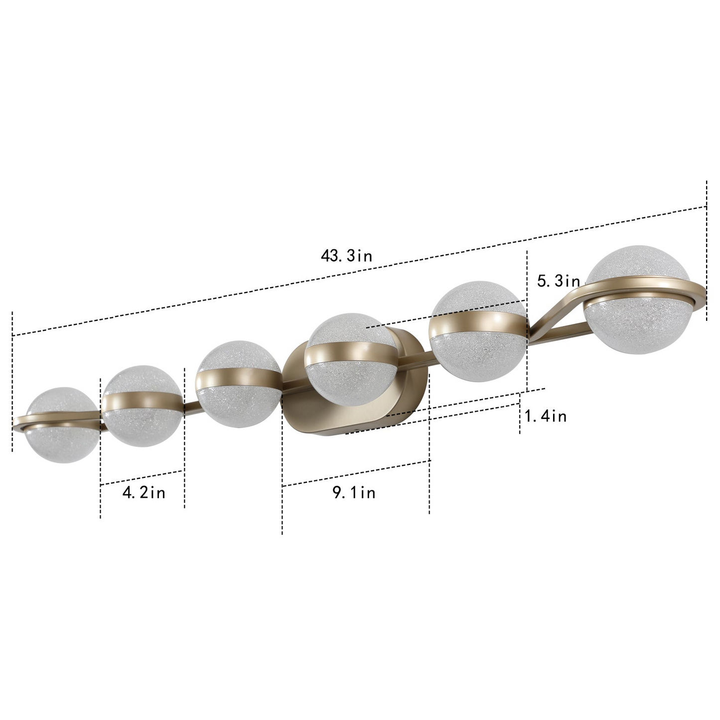 (Same as W1340P143676/L2001-G-6) Modern Minimalist Bathroom Vanity Light, LED 6 Bulb Acrylic Shades, Wall Mounted Decorative Lighting Fixture (Champagne Gold)