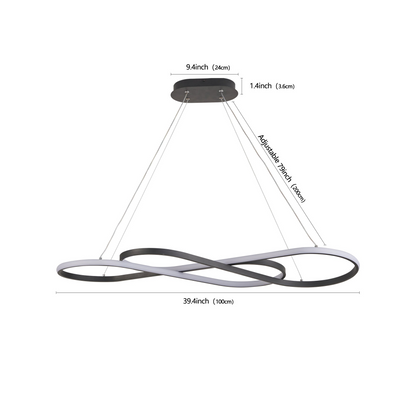 Modern LED Pendant Light, Infinity Design Hanging Ceiling Fixture, Adjustable Height, Dimmable for Living Room, Dining Room, Bedroom, Black Finish