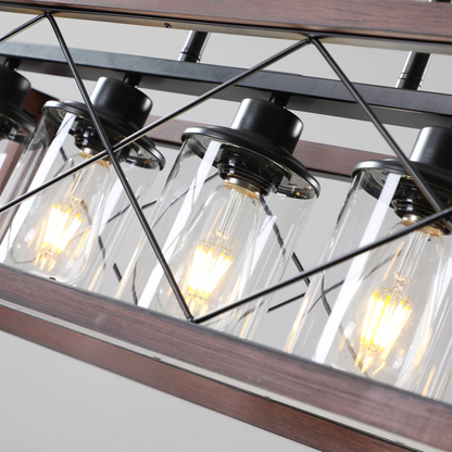 (Same as W1340P155971/L1011-RW-G) 5-Light Retro Farmhouse Chandelier For Kitchen, Living room, Dining room Red and Black(No Bulbs)
