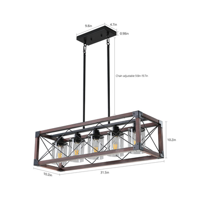(Same as W1340P155971/L1011-RW-G) 5-Light Retro Farmhouse Chandelier For Kitchen, Living room, Dining room Red and Black(No Bulbs)