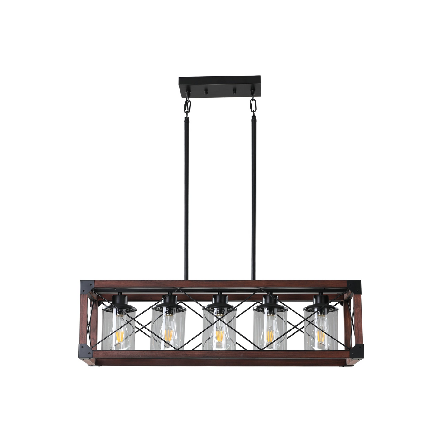 (Same as W1340P155971/L1011-RW-G) 5-Light Retro Farmhouse Chandelier For Kitchen, Living room, Dining room Red and Black(No Bulbs)