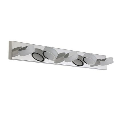 Modern 5-Light LED Vanity Light Fixture - Chrome Finish with Acrylic Light Shades - Energy-Efficient Bathroom Wall Sconce - Dimmable, 37-Inch Length