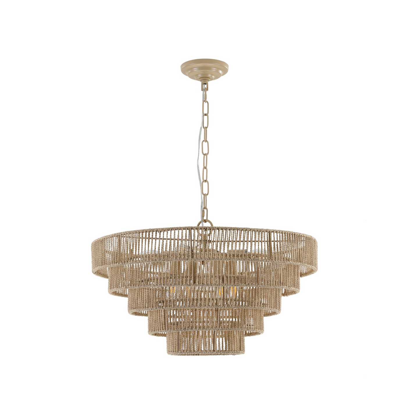 (Same as W1340P155977/L1019-5) Bohemian style Woven Pendant Light 23.6 Inch Rattan Ligh Large Rattan Pendant Light with 5-Tier Rattan Chandelier--Wood