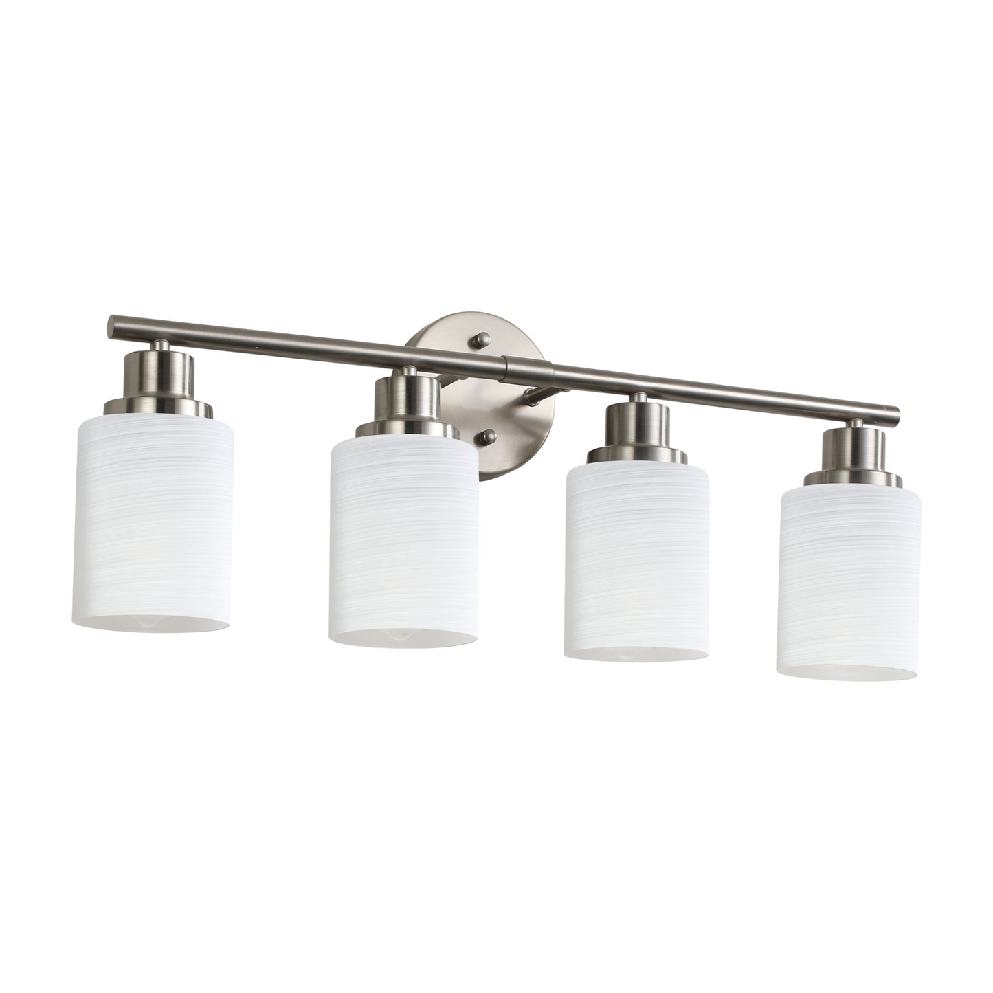 Modern 4-Light Vanity Wall Sconce, Brushed Nickel Finish with Frosted Glass Shades for Bathroom or Hallway Lighting (No Bulbs)