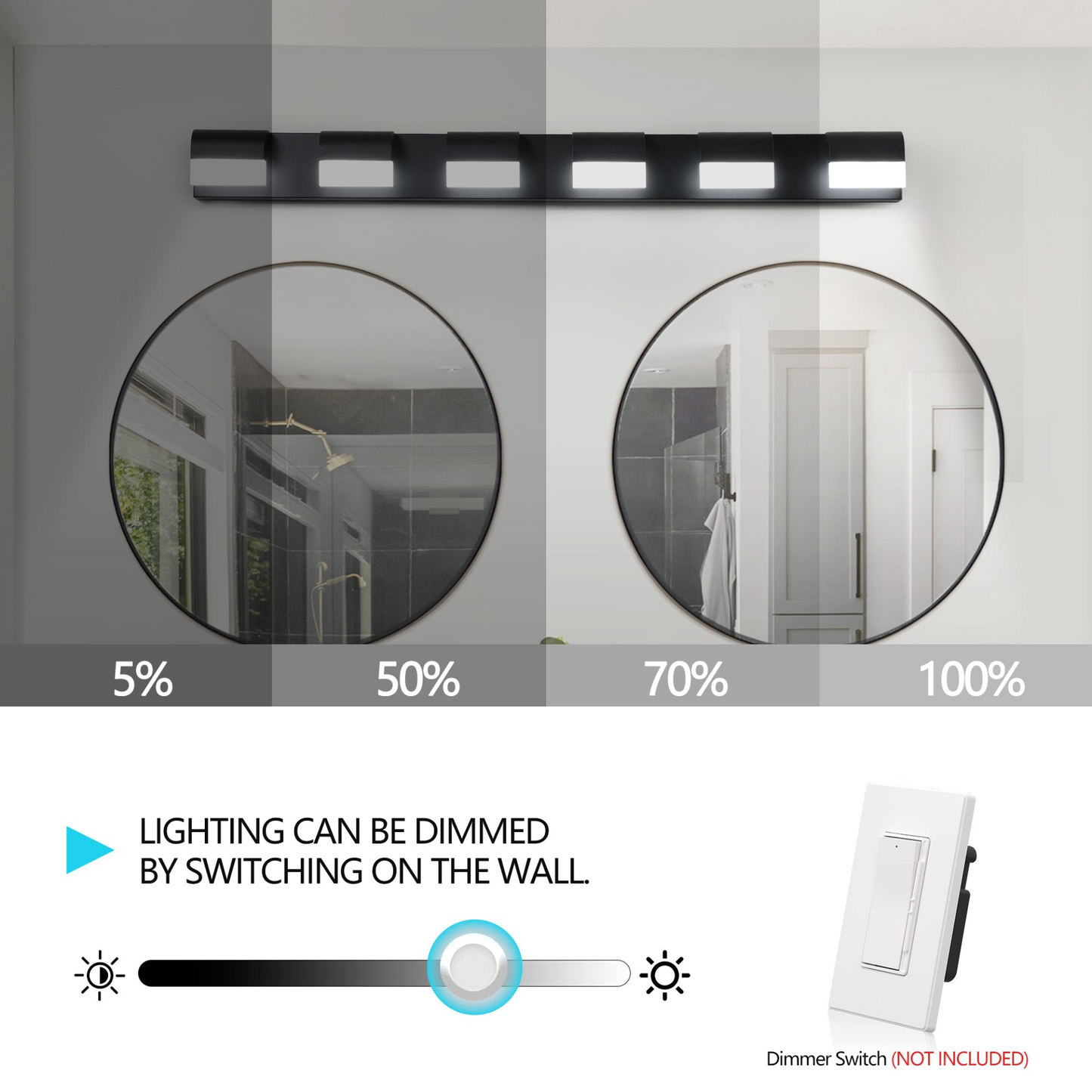 Modern Bathroom Vanity Lighting 6-Light LED Vanity Lights Over Mirror Bath Wall Lighting
