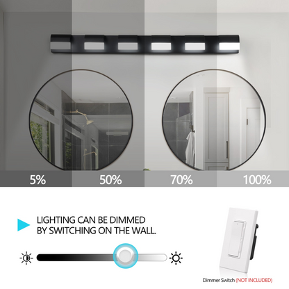 Modern Bathroom Vanity Lighting 6-Light LED Vanity Lights Over Mirror Bath Wall Lighting