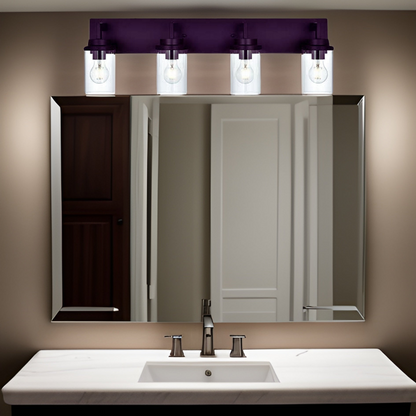 Modern Wall Bathroom Vanity Light Fixture 4 Light Oil Rubbed Bronze Metal with Clear Glass Shade,Industrial Vintage Farmhouse Wall Mount Lighting Sconce